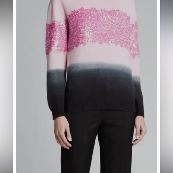 NWT Prabal Gurung sequin-embellished ombre cashmere wool sweater pink size large - Picture 3 of 15